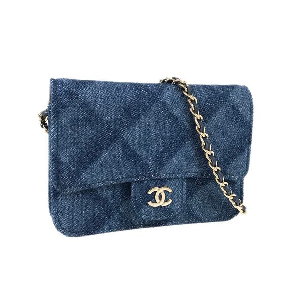 Authentic CHANEL CC Denim Mini Flap Quilted Bag Chain Purse - Picture 3 of 16